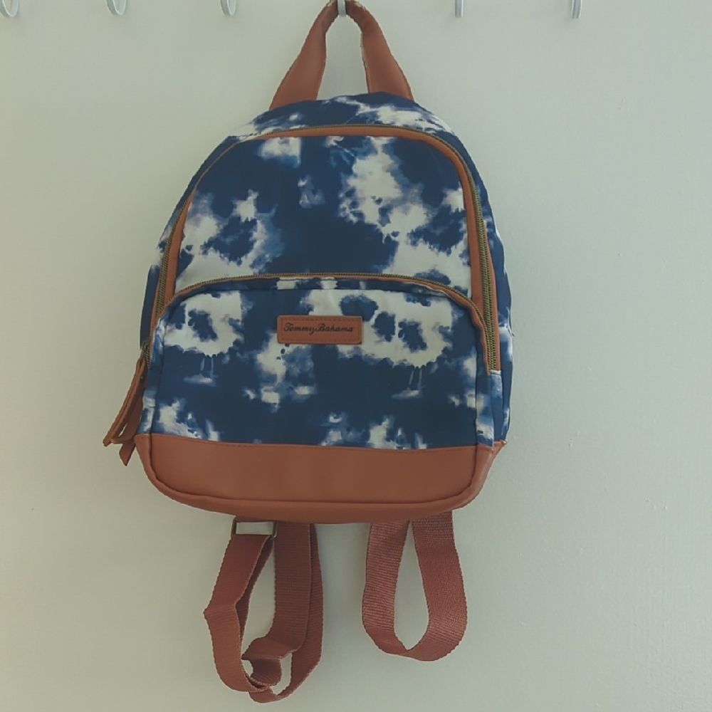 Tommy Bahama Blue and Brown Mini Bag Lunch Beach Summer